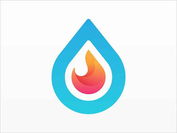 水 - ＆ - 消防Onbre-LOGO設計