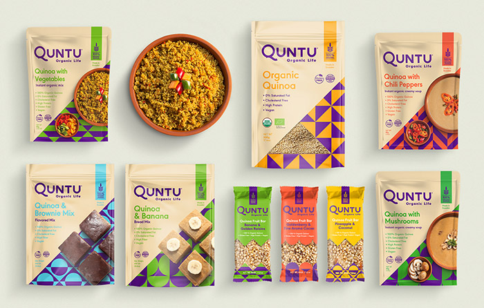 Quntu 有機生活零食甜點即食食品包裝設(shè)計，靈感源自拉丁美洲的幾何圖案