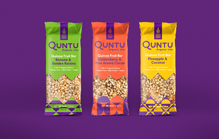 Quntu 有機生活零食甜點即食食品包裝設(shè)計，靈感源自拉丁美洲的幾何圖案