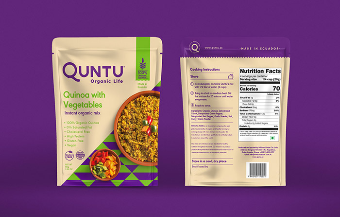 Quntu 有機生活零食甜點即食食品包裝設(shè)計，靈感源自拉丁美洲的幾何圖案