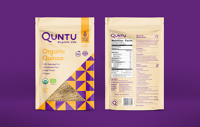 Quntu 有機生活零食甜點即食食品包裝設(shè)計，靈感源自拉丁美洲的幾何圖案