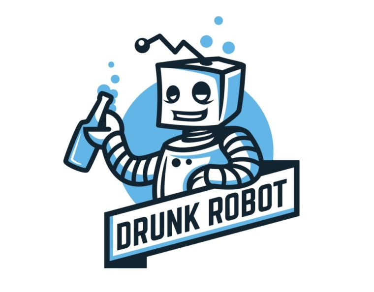 醉酒的機器人logo設計