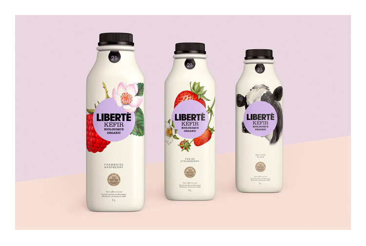 加拿大有機酸奶Liberté品牌包裝設(shè)計，來自植物學書籍插圖
