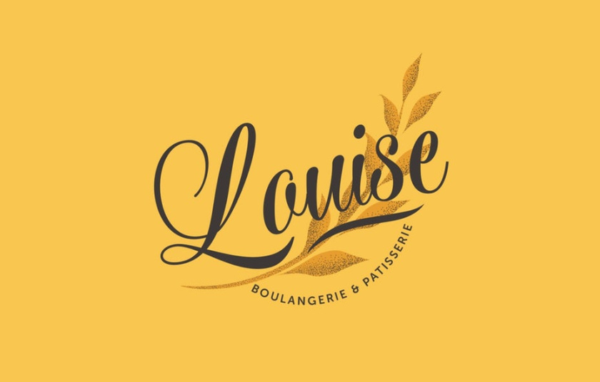 經典或質樸的黃色標志-Louise Boulangerie和Patisserie標志logo設計