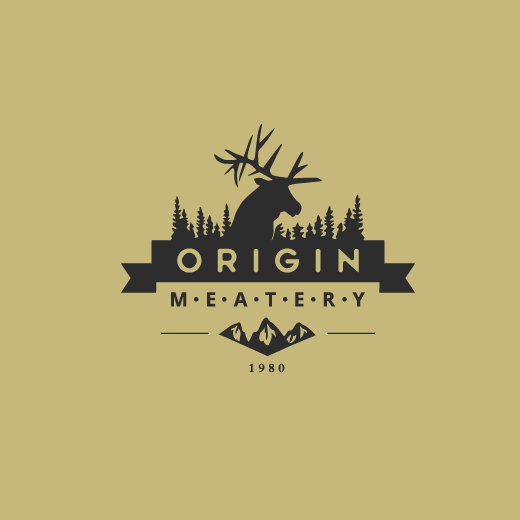 經典或質樸的黃色標志-Origin Meatery logo設計