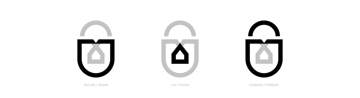 Techsonic 電子安全監控設備公司logo設計，盾牌+鎖+房子