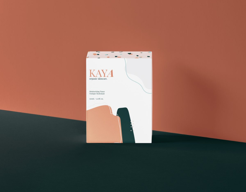 Kaya 有機護(hù)膚品包裝設(shè)計，很藝術(shù)的水磨石圖案
