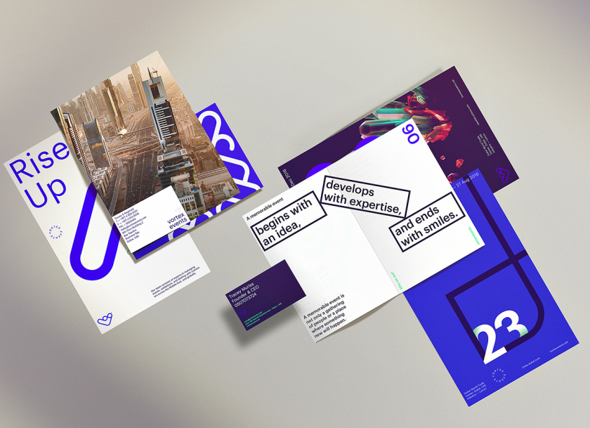Vortex events事件公關營銷公司logo設計vi設計，線條logo風格