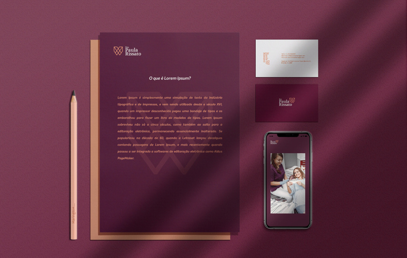Dra. Paula Rissato 牙醫(yī)齒科診所logo設(shè)計vi設(shè)計，溫暖的線條風格