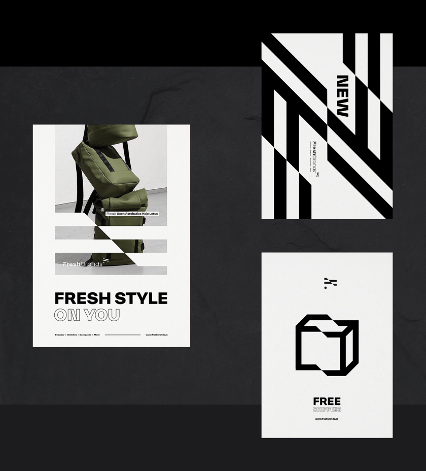 FreshBrands 時尚休閑服飾品牌形象設計logo設計，動感的變形F字母+旗幟符號