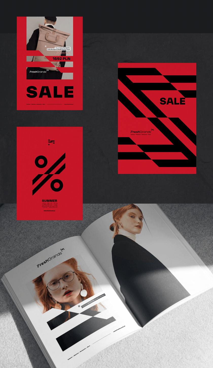 FreshBrands 時尚休閑服飾品牌形象設計logo設計，動感的變形F字母+旗幟符號