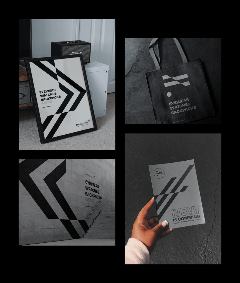 FreshBrands 時尚休閑服飾品牌形象設計logo設計，動感的變形F字母+旗幟符號