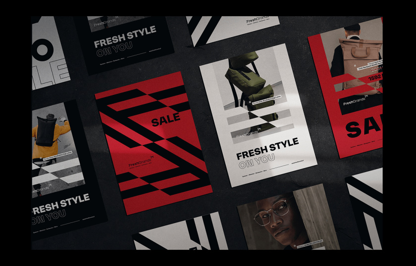 FreshBrands 時尚休閑服飾品牌形象設計logo設計，動感的變形F字母+旗幟符號