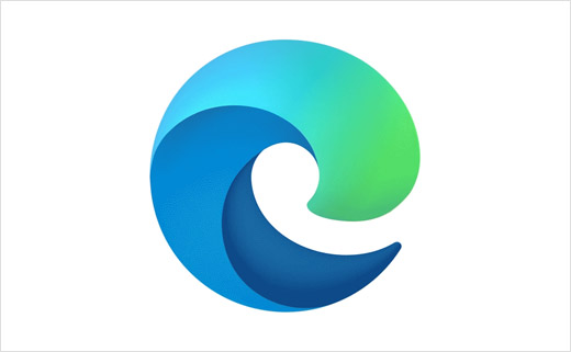 Microsoft Edge 網絡瀏覽器新logo設計，螺旋狀波浪形符號