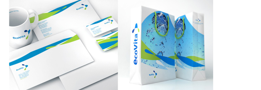 Ecovita水處理設備工程公司loog設計和企業vi設計，兩滴水滴的動態融合過程