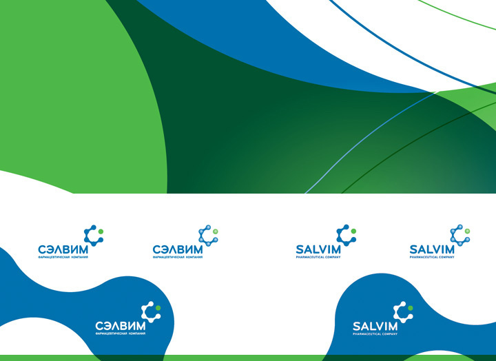 醫藥品牌設計：Salvim制藥公司企業logo設計vi設計，基因分子鍵元素+字母C