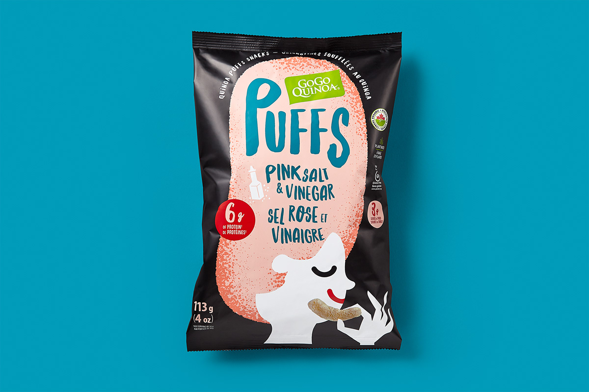 Puffs 休閑小零食包裝設計，夸張有趣的插畫