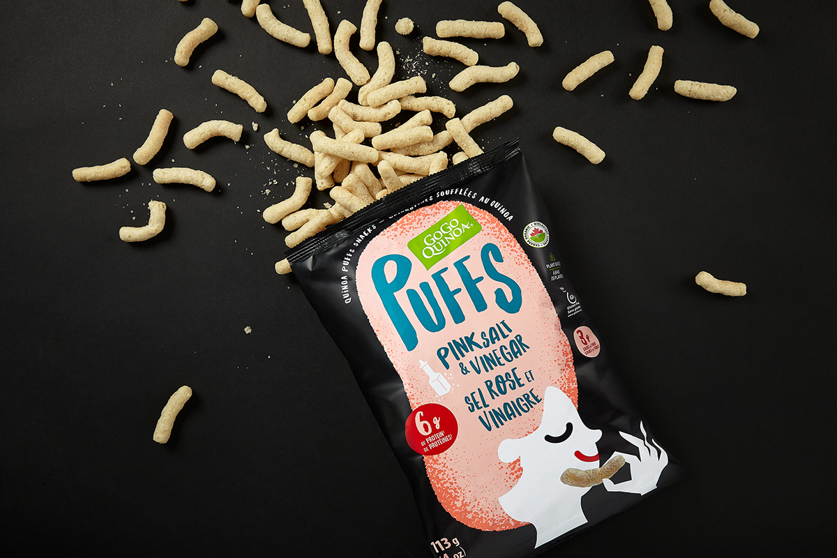 Puffs 休閑小零食包裝設計，夸張有趣的插畫