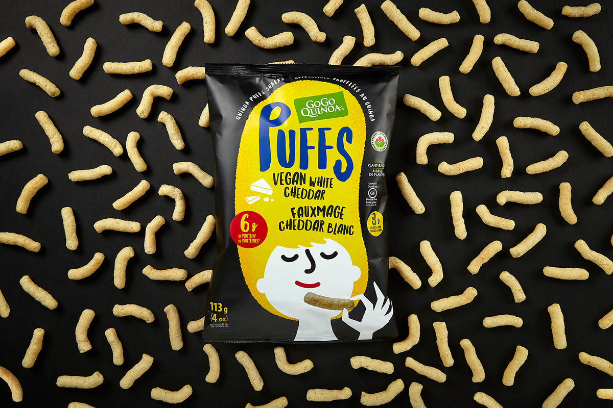 Puffs 休閑小零食包裝設計，夸張有趣的插畫