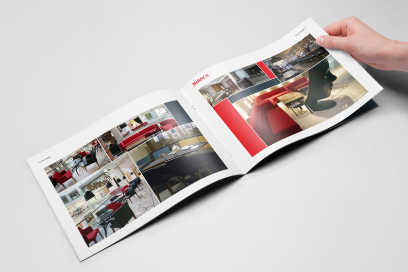 Meltzer家具公司手冊設計，簡約紅黑風格