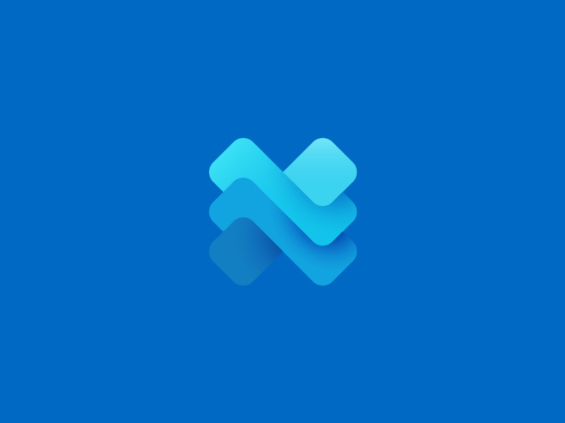 多層和重疊的logo設計-藍色抽象X形logo設計