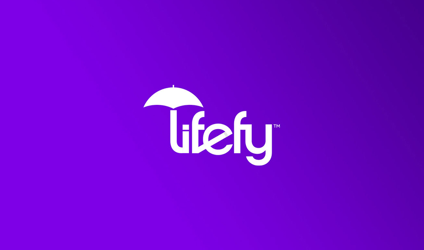lifefy在線保險品牌logo設計，傘元素+字母L