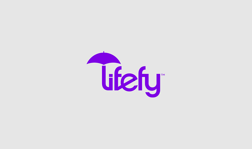 lifefy在線保險品牌logo設計，傘元素+字母L