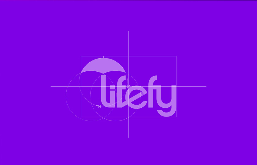 lifefy在線保險品牌logo設計，傘元素+字母L