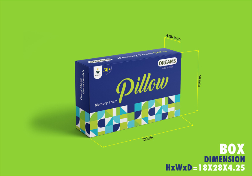 Pillow 記憶枕頭包裝設計，幾何圖案排列風格