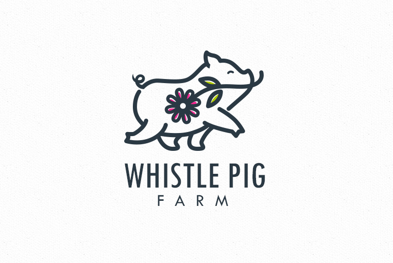 極簡主義永恒標(biāo)志logo-口哨豬Farm農(nóng)場logo設(shè)計(jì)