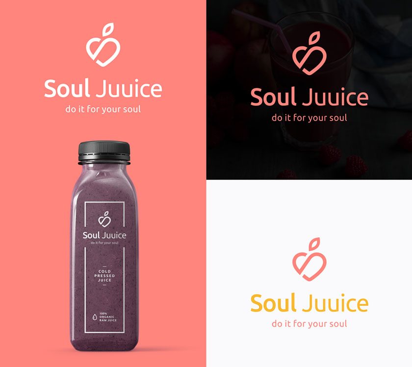 飲料logo設計-用簡單的線條藝術設計出簡約果汁品牌logo