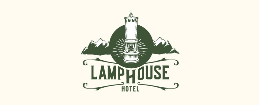 精品私人定制酒店標志logo設計-質樸而現代的標志，適合位于老礦工鎮的酒店