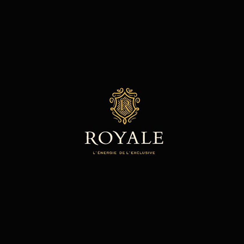 優雅的飲料標志logo設計-高端能量飲料設計的豪華黑色和金色logo