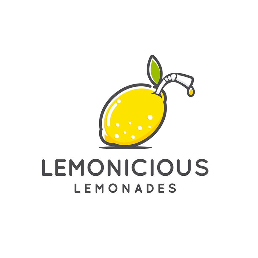 有趣的飲料標志logo設計-明亮檸檬標志logo