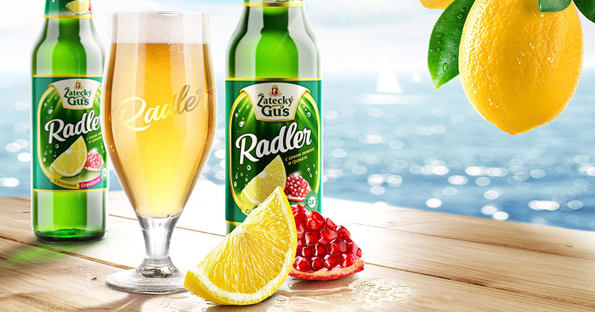 Radler啤酒檸檬水混合飲料包裝設計，富有設計美感和品牌識別力