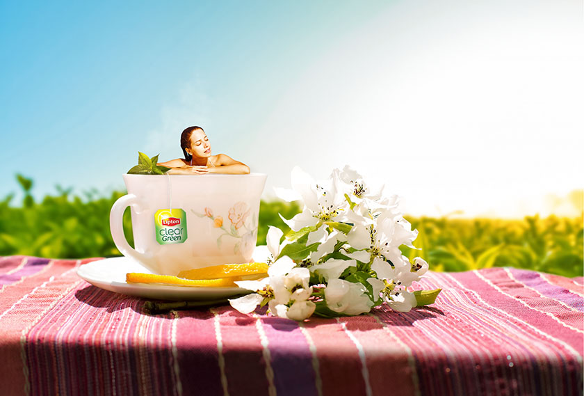 Lipton綠茶的平面廣告