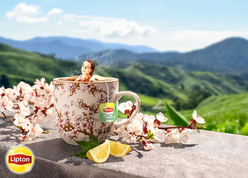 Lipton綠茶的平面廣告