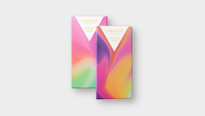 Laroché巧克力創造一個充滿活力多彩漸變色的包裝設計