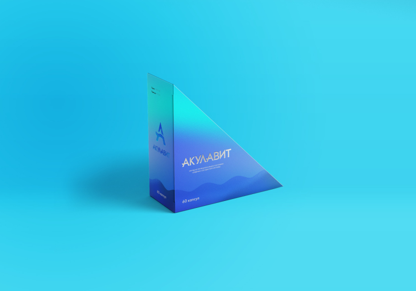 AKULAVIT 鯊魚肝脂保健品包裝設(shè)計，源自鯊魚鰭的圖形元素