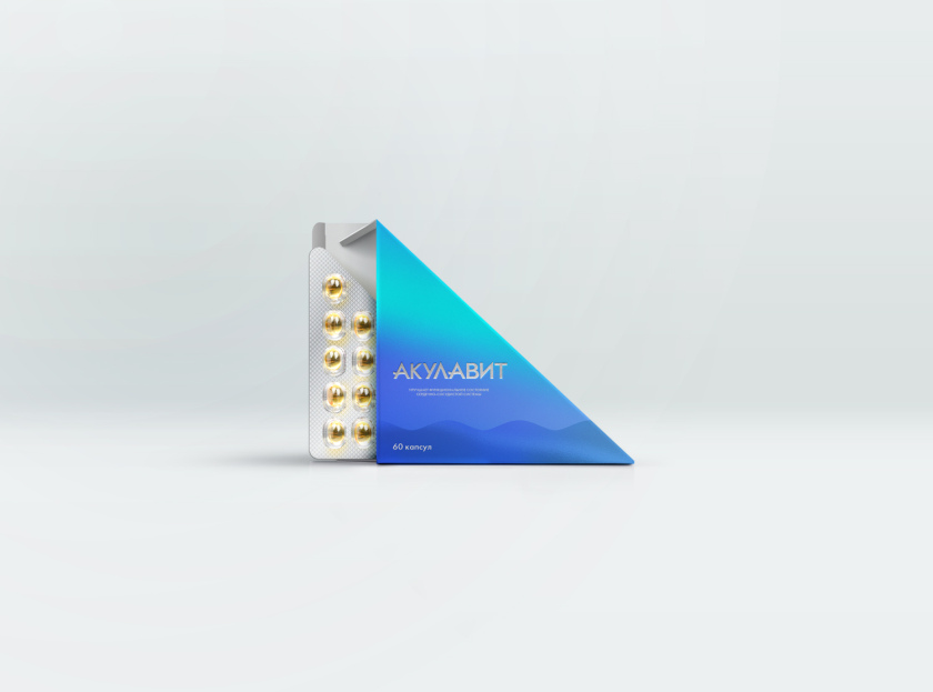 AKULAVIT 鯊魚肝脂保健品包裝設(shè)計，源自鯊魚鰭的圖形元素