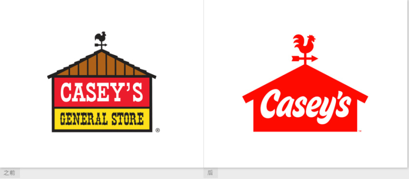 Casey便利店與比薩連鎖店logo設計品牌形象vi設計，公雞風標+房屋谷倉造型