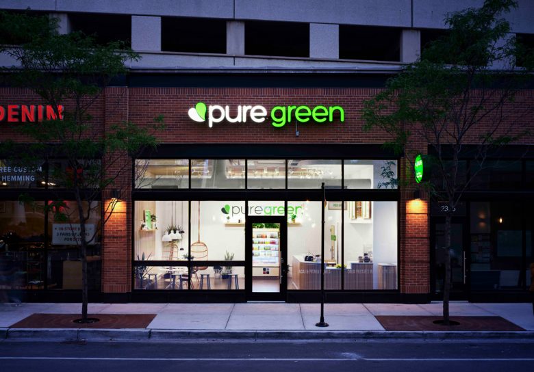 Pure Green 綠色食品果汁飲品店鋪si空間設(shè)計“北歐簡約樺木自然原木風格”