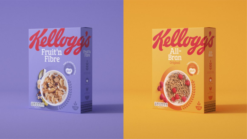 凱洛格早餐桌主食品牌包裝設(shè)計(jì)，簡約風(fēng)格突出品牌logo與自然谷物