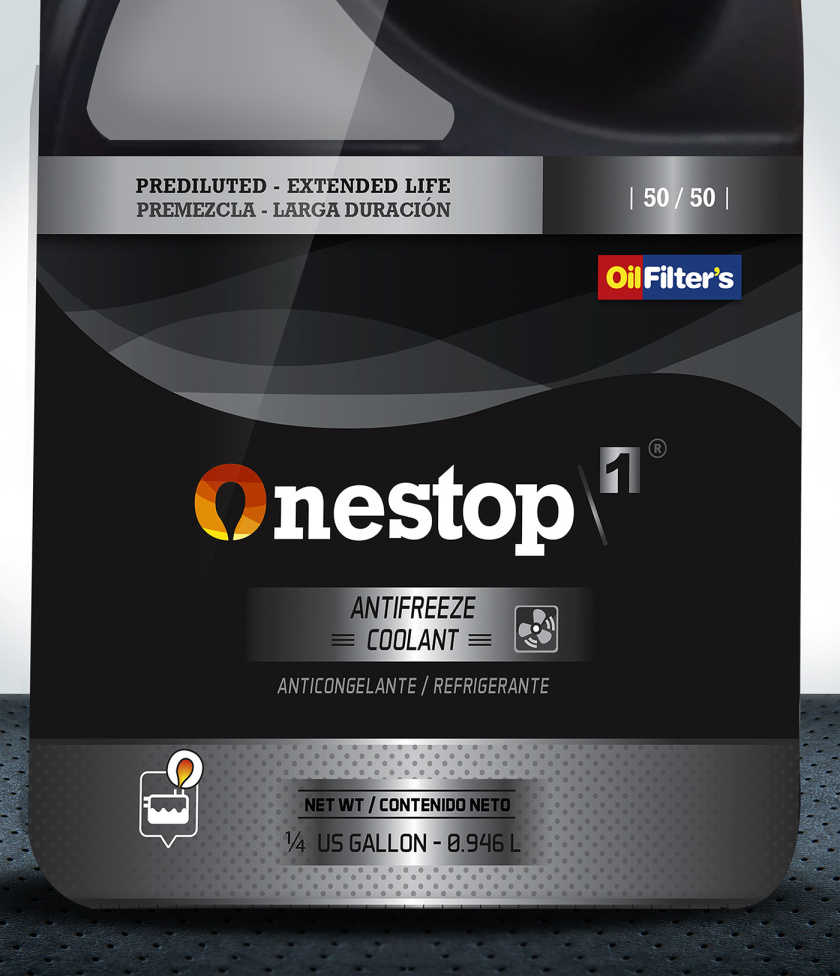 OneStop 汽車潤滑油包裝設計，動態漸變色塊風格