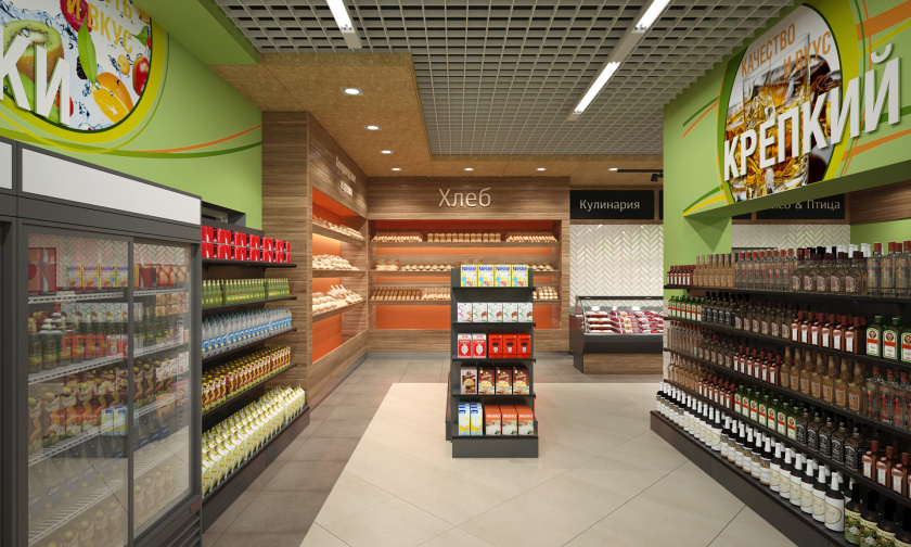 CHITA 食品店c超市商業空間設計，清新綠色風格