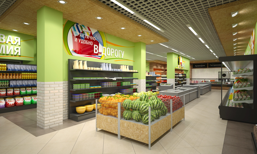 CHITA 食品店c超市商業空間設計，清新綠色風格