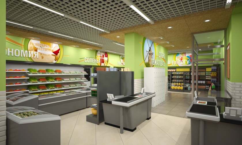 CHITA 食品店c超市商業空間設計，清新綠色風格