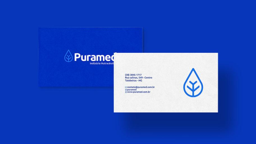 Puramed食品營養(yǎng)補充劑制造企業(yè)公司logo設計vi設計，相互嵌套六邊形輔助圖形設計