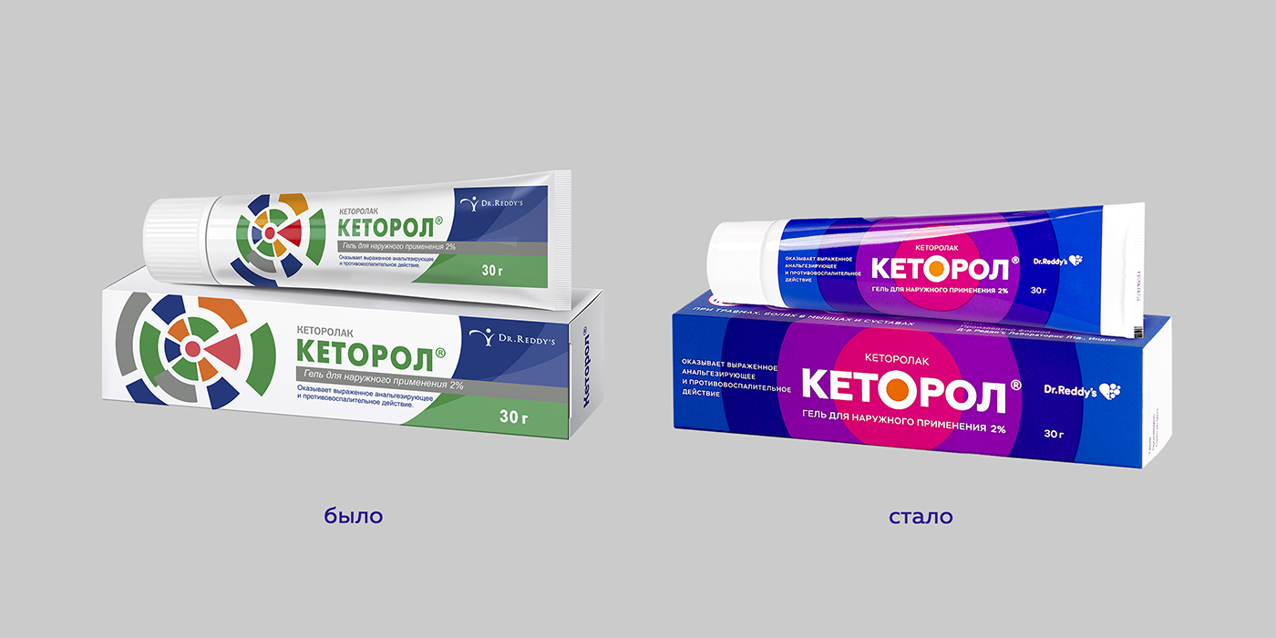 Ketorol止疼凝膠藥品包裝設計“新老包裝對比”