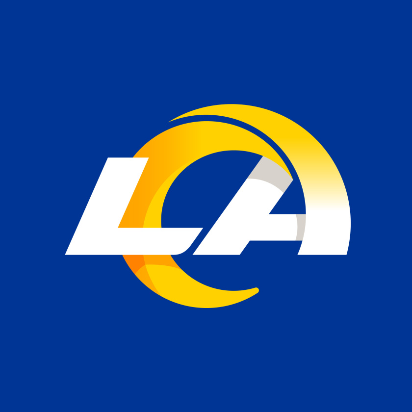 洛杉磯公羊橄欖球隊logo設計品牌形象設計，LA字母組合成公羊簡約造型